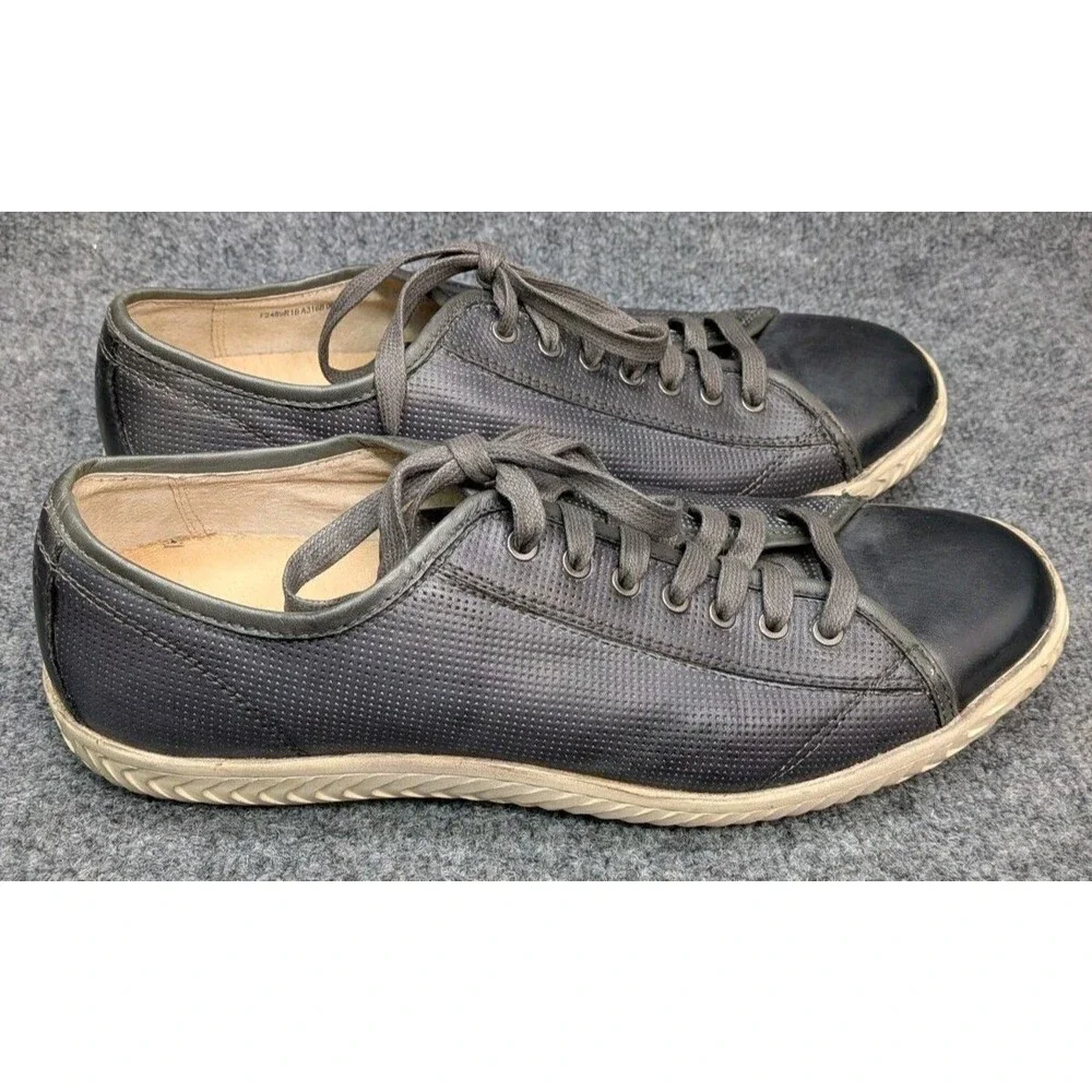 John Varvatos USA Mens 11M Black Leather Low Top Sneakers Casual Lace Up Shoes